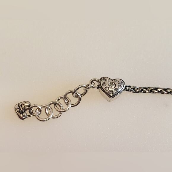BRIGHTON crystal heart slide chain ABC add a charm silver bracelet - Picture 3 of 3